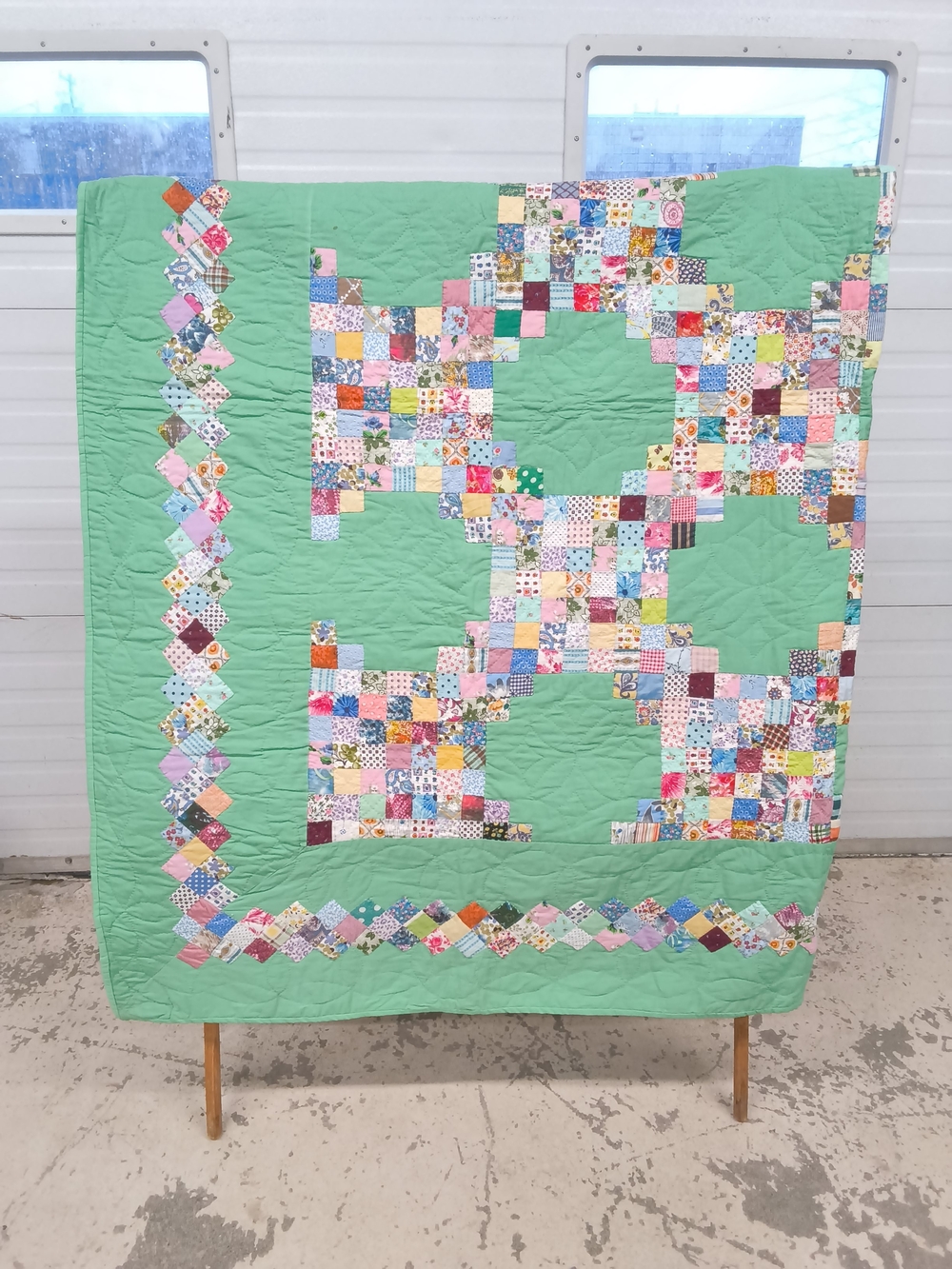 Handcrafted "Postage Stamp" Single Irish Chain Patchwork Quilt